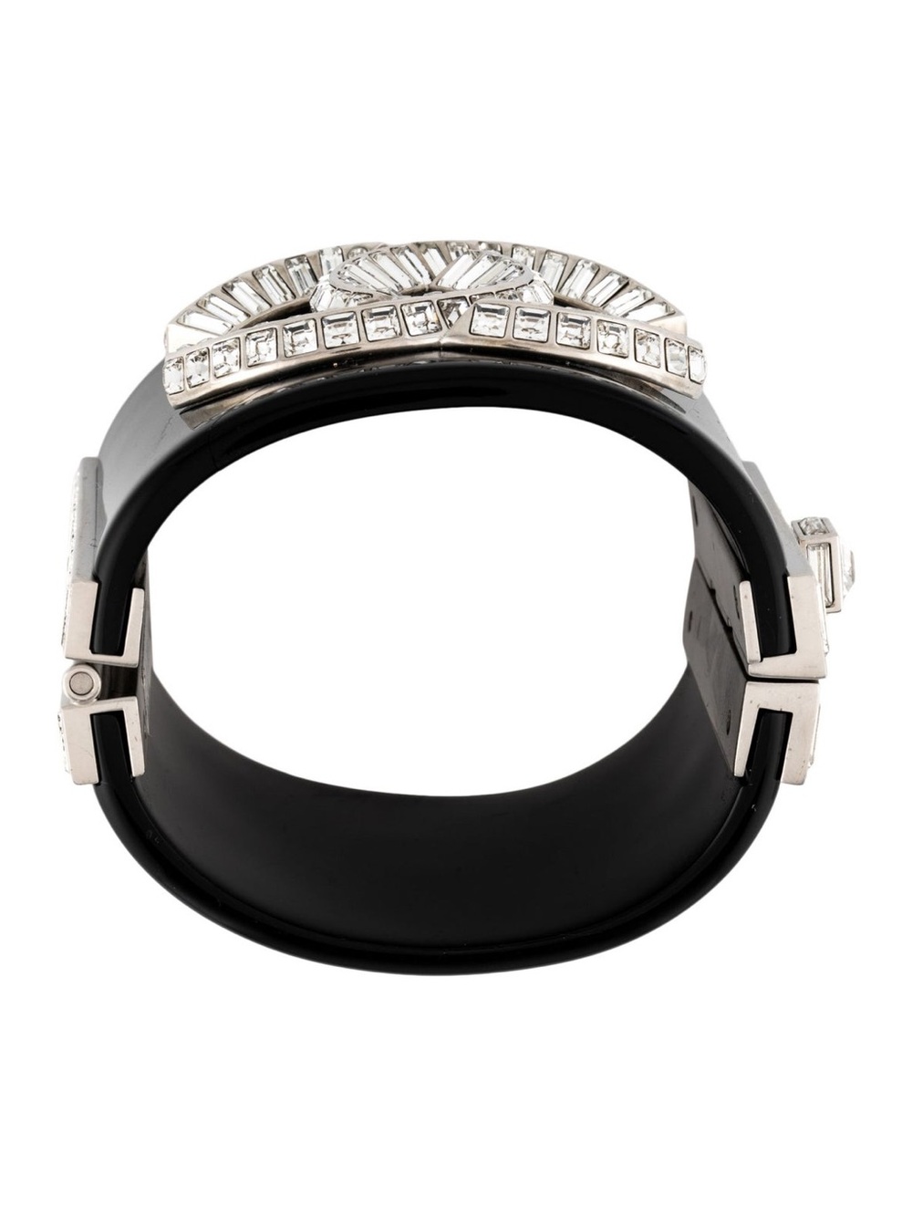 CHANEL STRASS CRYSTAL & RESIN HINGED BRACELET/CUFF - Picture 8 of 10